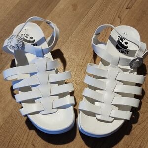 Sam & Libby White Sandals with Rhinestone Accents